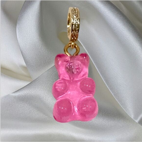 NOSTALGIC GUMMY BEAR CHARM PENDANT CUBIC ZIRCON 18K GOLD PLATED - Picture 1 of 2